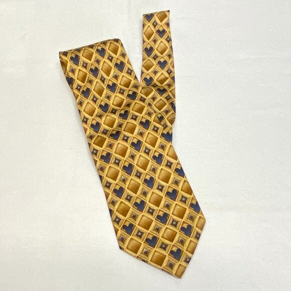 Disney Walt Disney World Silk Diamonds Discrete Mickey Mouse Silhouette Tie Gold - Picture 4 of 8